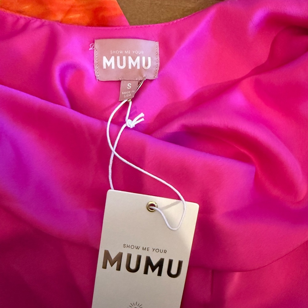 Show Me Your MuMu Hot Pink & Orange - Jasmine Tie Mini Dress ~ Miss Malibu - Picture 3 of 3